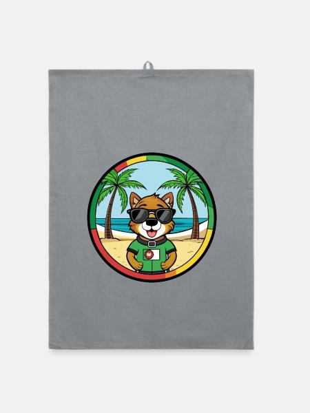Portuguese Watchdog Breed Cartoon Sunglasses Beach - Organic dish towel - grey - Front