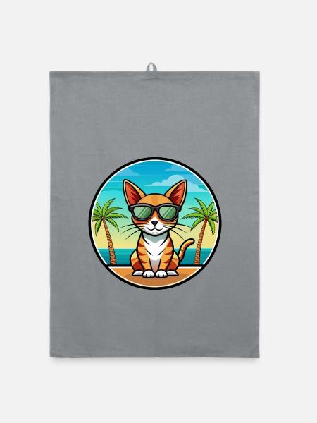 Abyssin Shorthair Cat Breed Cartoon Lunettes de soleil - Torchon bio - bruyère - Devant