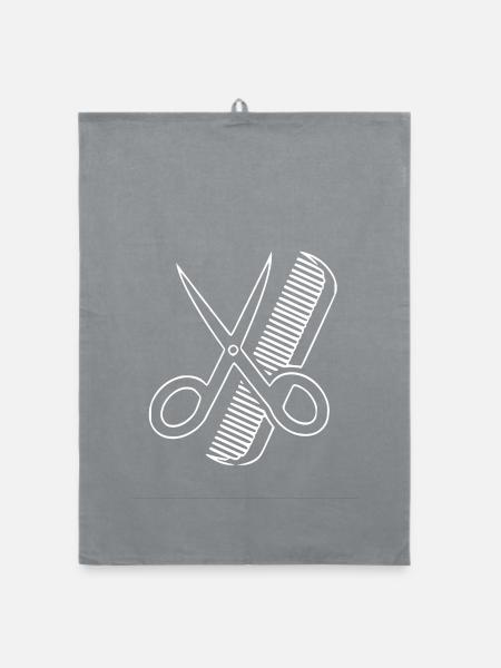 Haarschnitt Coiffeur Geschenkidee Haare schneiden - Organic Geschirrtuch - Grau - Vorne