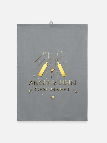 Angelschein Angler Anglerprüfung Angeln - Organic Geschirrtuch - Grau