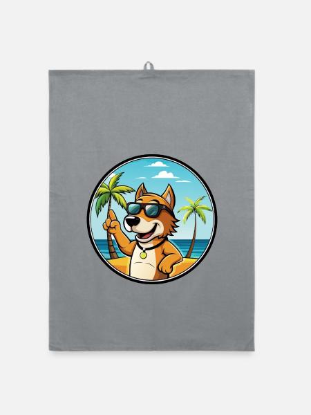 Auvergne Vorstehhund Rasse Cartoon Sonnenbrille Strand - Organic Geschirrtuch - Grau - Vorne