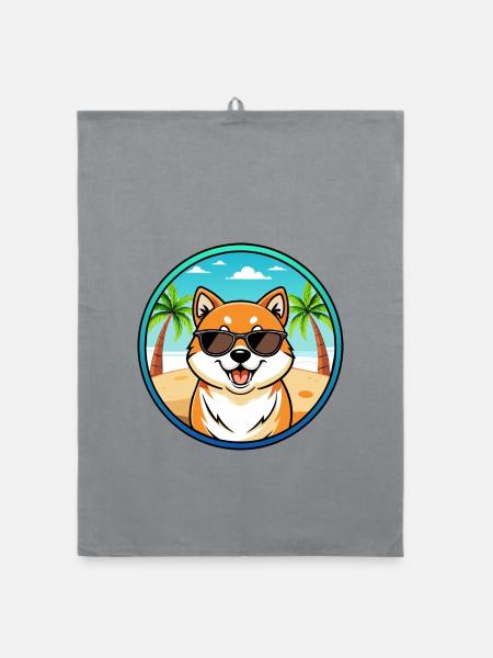Shih Poo Hunderasse Cartoon Sonnenbrille Strand - Organic Geschirrtuch - Grau - Vorne