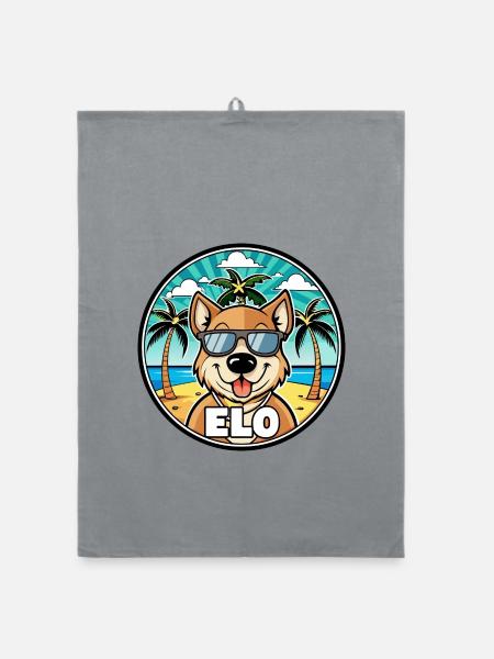 Längerer Spitzname Hund Rasse Cartoon Sonnenbrille Strand - Organic Geschirrtuch - Grau - Vorne