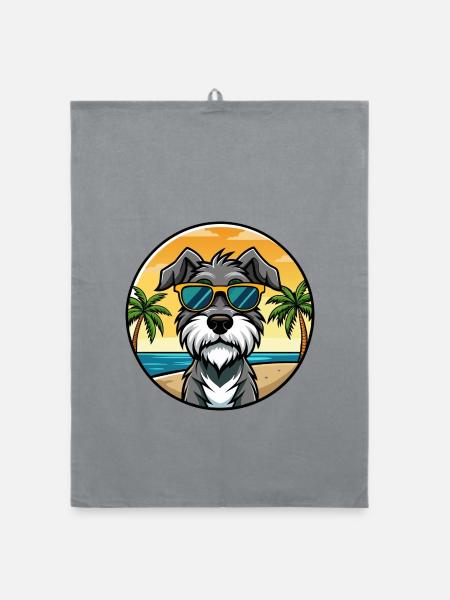 Deutscher Wachtelhund Hunderasse Cartoon Sonnenbrille - Organic Geschirrtuch - Grau - Vorne