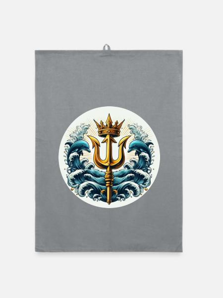 Symbole du trident - Torchon bio - bruyère - Devant