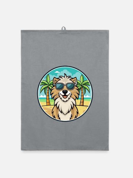 Kuchi Afghanischer Schäferhund Hunderasse Cartoon Sonnenbrille - Organic Geschirrtuch - Grau - Vorne