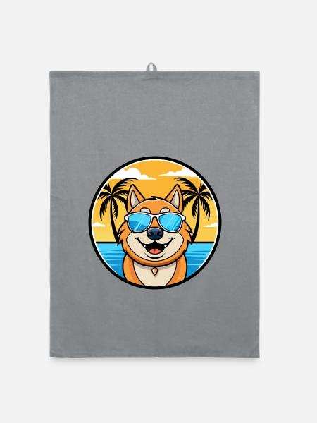Plage de dessin animé de race de chien Ovcharka de Russie du Sud - Torchon bio - bruyère - Devant