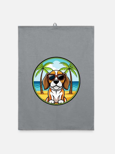Beagle Harrier Hunderasse Cartoon Sonnenbrille Strand - Organic Geschirrtuch - Grau - Vorne