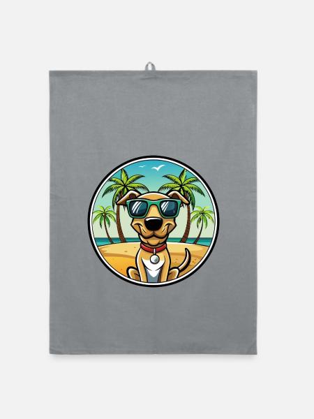 Plott Hound Hund Rasse Cartoon Sonnenbrille Strand - Organic Geschirrtuch - Grau - Vorne