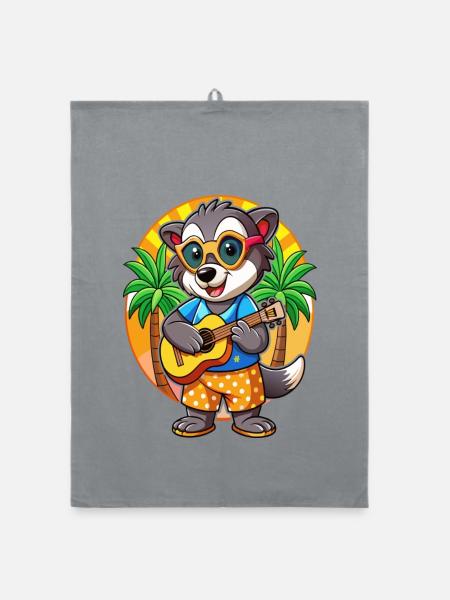 Lustige Dachs Cartoon Sommer Strand Sonnenbrille - Organic Geschirrtuch - Grau - Vorne