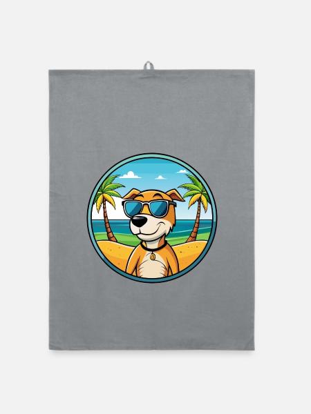 Auvergne Vorstehhund Rasse Cartoon Sonnenbrille Strand - Organic Geschirrtuch - Grau - Vorne