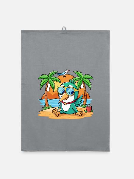 Hummingbird Funny Cartoon Summer Beach Sunglasses - Organic dish towel - grey - Front
