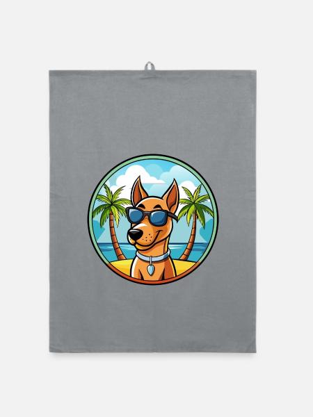 Andalusischer Windhund Rasse Cartoon Sonnenbrille Strand - Organic Geschirrtuch - Grau - Vorne