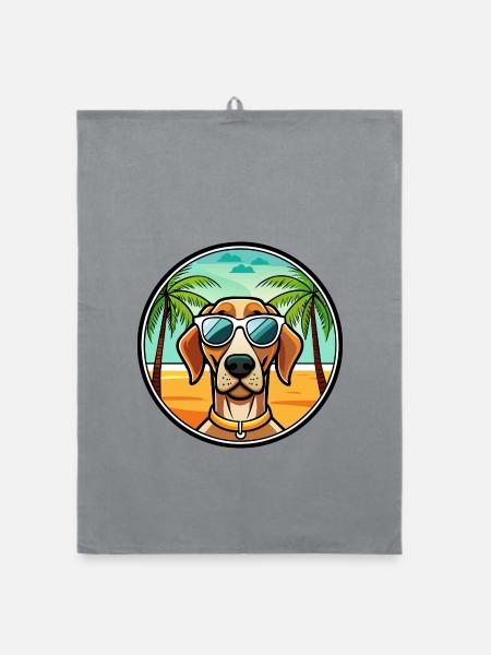 Portugiesische Pointer Hunderasse Cartoon Sonnenbrille - Organic Geschirrtuch - Grau - Vorne