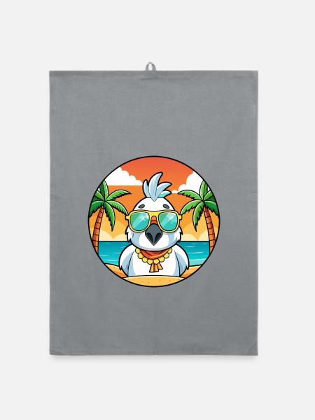 Kakadu Lustige Cartoon Sommer Strand Sonnenbrille - Organic Geschirrtuch - Grau - Vorne