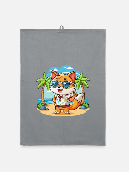 Fox Funny Cartoon Summer Beach Sunglasses - Organic dish towel - grey - Front
