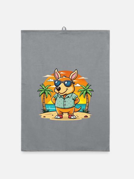 Erdferkel Lustige Cartoon Sommer Strand Sonnenbrille - Organic Geschirrtuch - Grau - Vorne