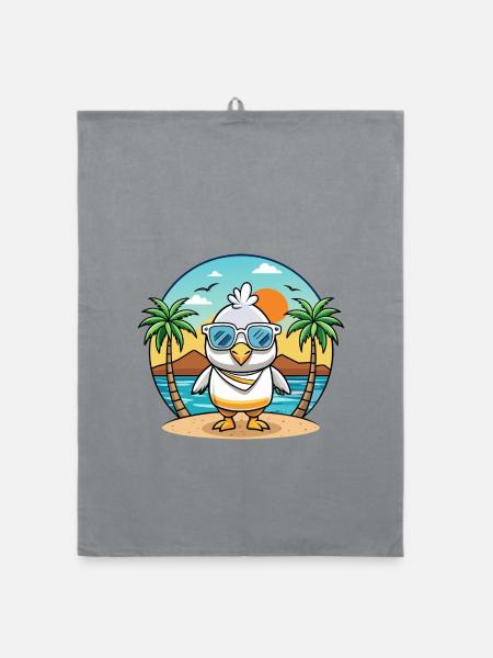 Albatross Lustige Cartoon Sommer Strand Sonnenbrille - Organic Geschirrtuch - Grau - Vorne