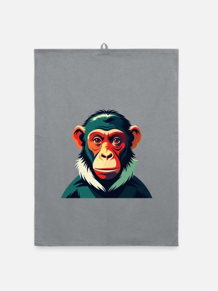 Affe Cartoon Figur Buntes Haustier Tier - Organic Geschirrtuch - Grau - Vorne