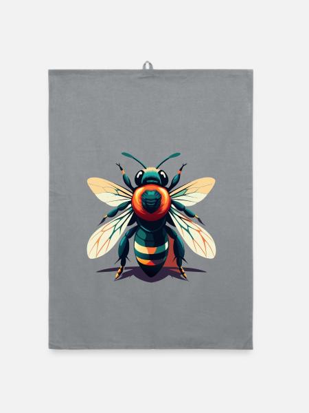 Abeille Dessin Animé Personnage Animal De Compagnie Coloré - Torchon bio - bruyère - Devant