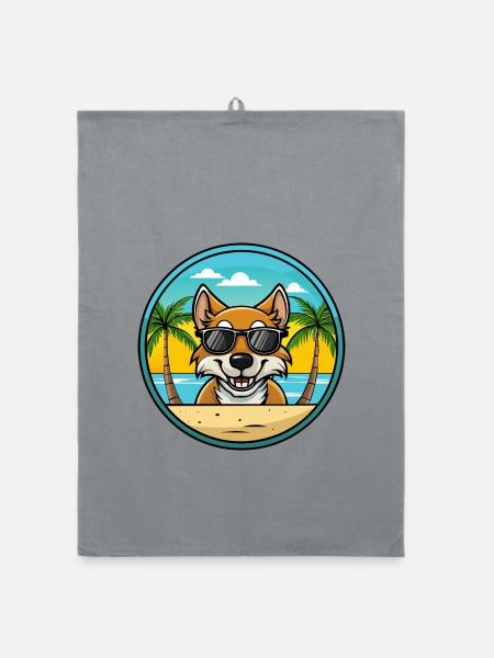 Tiroler Bracke Hunderasse Cartoon Sonnenbrille Strand - Organic Geschirrtuch - Grau - Vorne