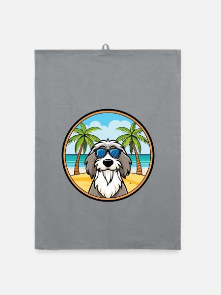 Portuguese Sheepdog Breed Cartoon Sunglasses Beach - Organic dish towel - grey - Front