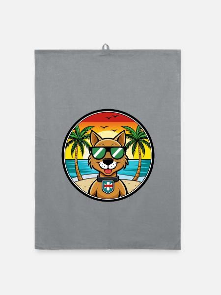Portuguese Watchdog Breed Cartoon Sunglasses Beach - Organic dish towel - grey - Front