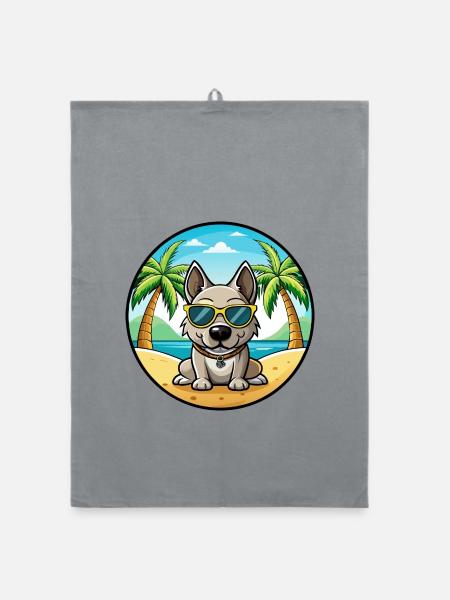 Porcelaine Chien Race Dessin Animé Lunettes De Soleil Plage - Torchon bio - bruyère - Devant
