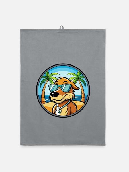 Poitevin Hound Hund Rasse Cartoon Sonnenbrille Strand - Organic Geschirrtuch - Grau - Vorne
