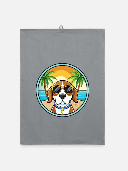Kerry Beagle Hunderasse Cartoon Sonnenbrille Strand - Organic Geschirrtuch - Grau - Vorne