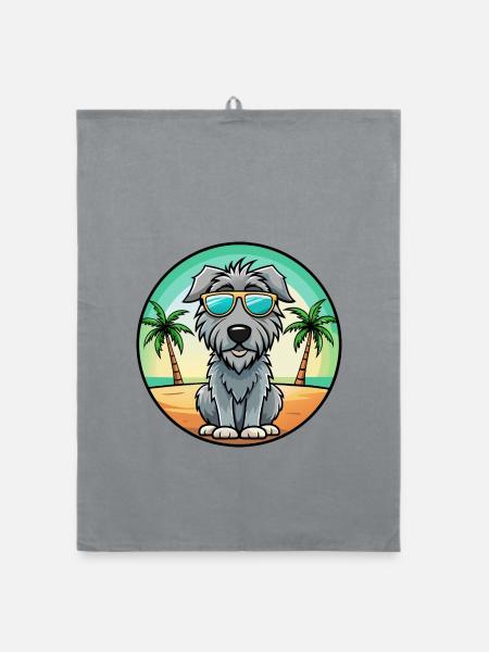 Irischer Wolfshund Hunderasse Cartoon Sonnenbrille Strand - Organic Geschirrtuch - Grau - Vorne