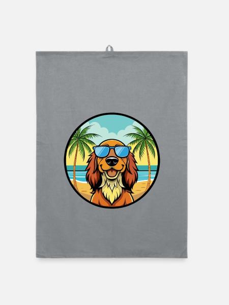 Gordon Setter Hunderasse Cartoon Sonnenbrille Strand - Organic Geschirrtuch - Grau - Vorne