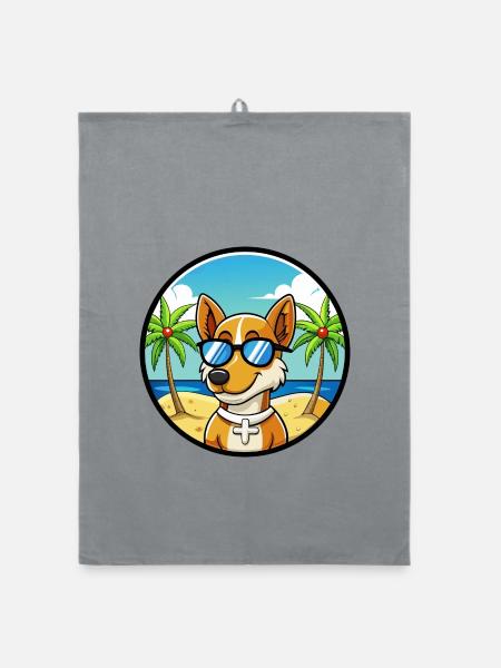 Dänisch Schwedische Bauernhund Rasse Cartoon Sonnenbrille - Organic Geschirrtuch - Grau - Vorne