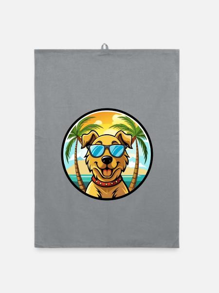 Chesapeake Bay Retriever Hunderasse Cartoon Beach - Organic Geschirrtuch - Grau - Vorne