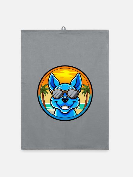 Blue Heeler Hunderasse Cartoon Sonnenbrille Strand - Organic Geschirrtuch - Grau - Vorne