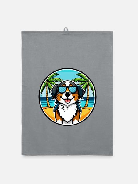 Berner Laufhund Hunderasse Cartoon Sonnenbrille Strand - Organic Geschirrtuch - Grau - Vorne