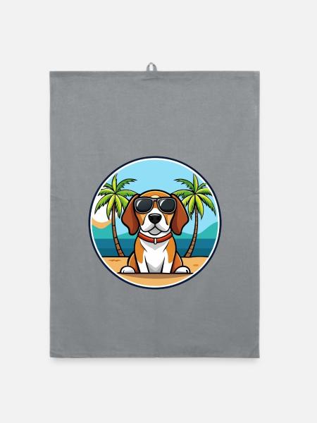 Beagle Hunderasse Cartoon Sonnenbrille Strand - Organic Geschirrtuch - Grau - Vorne