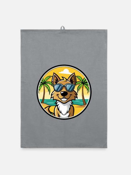 Tiroler Bracke Hunderasse Cartoon Sonnenbrille Strand - Organic Geschirrtuch - Grau - Vorne