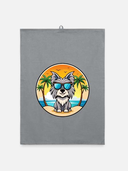 Skye Terrier Hunderasse Cartoon Sonnenbrille Strand - Organic Geschirrtuch - Grau - Vorne