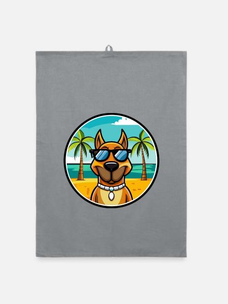Serbischer Windhund Rasse Cartoon Sonnenbrille Strand - Organic Geschirrtuch - Grau - Vorne