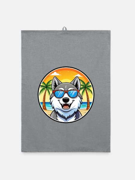 Seppala Sibirische Schlittenhunderasse Cartoon Sonnenbrille - Organic Geschirrtuch - Grau - Vorne
