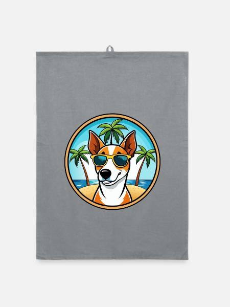 Glatte Foxterrier Hunderasse Cartoon Sonnenbrille - Organic Geschirrtuch - Grau - Vorne