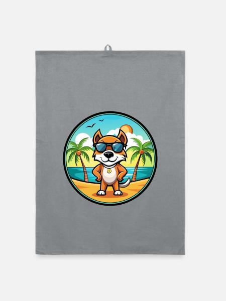 Pointer Hund Rasse Cartoon Sonnenbrille Strand - Organic Geschirrtuch - Grau - Vorne