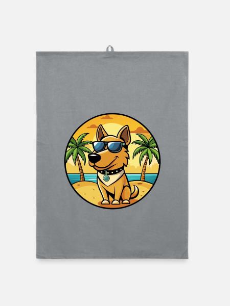 Polnische Jagdhunderasse Cartoon Sonnenbrille Strand - Organic Geschirrtuch - Grau - Vorne