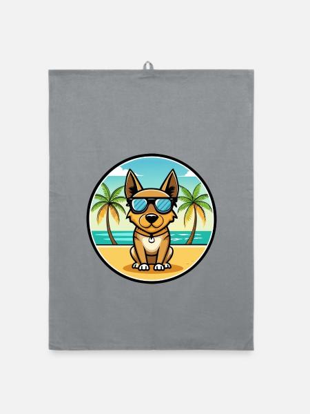 Lancashire Heeler Hunderasse Cartoon Sonnenbrille Strand - Organic Geschirrtuch - Grau - Vorne