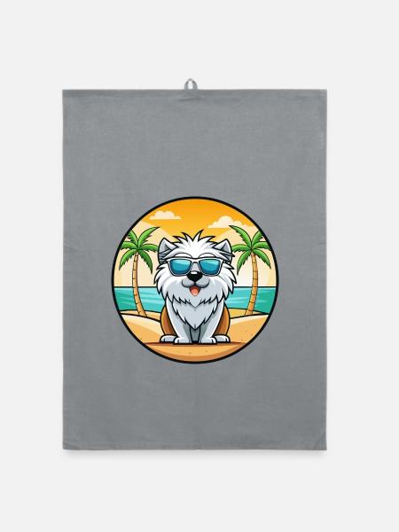 Himalaya Schäferhund Rasse Cartoon Sonnenbrille Strand - Organic Geschirrtuch - Grau - Vorne