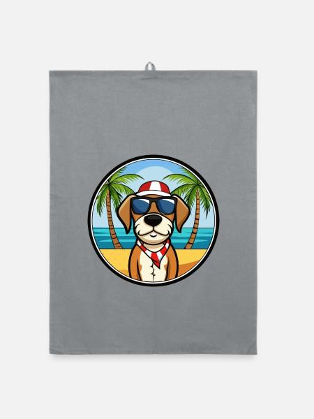 Französische Tricolor Hound Rasse Cartoon Sonnenbrille - Organic Geschirrtuch - Grau - Vorne