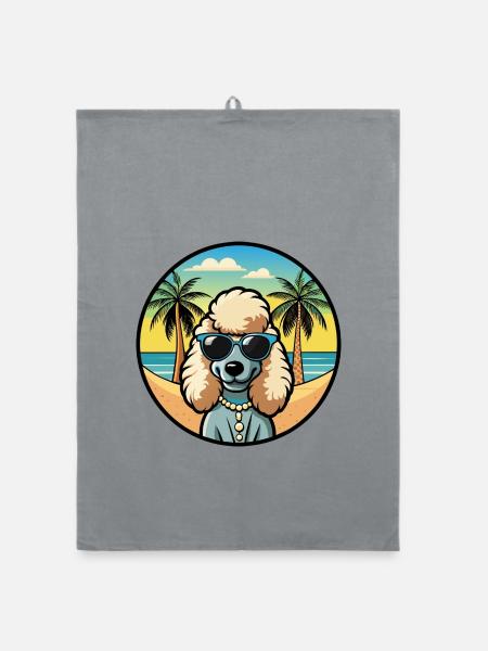 Corded Poodle Hunderasse Cartoon Sonnenbrille Strand - Organic Geschirrtuch - Grau - Vorne