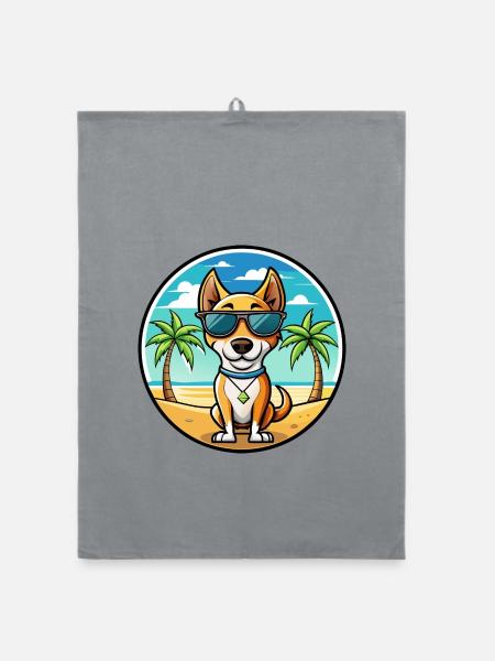 Brasilianischer Terrier Hunderasse Cartoon Sonnenbrille Strand - Organic Geschirrtuch - Grau - Vorne