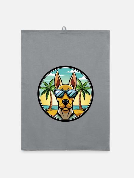 Belgian Pointer Dog Breed Cartoon Sunglasses Beach - Organic dish towel - grey - Front